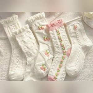 Pink and white kawaii socks set